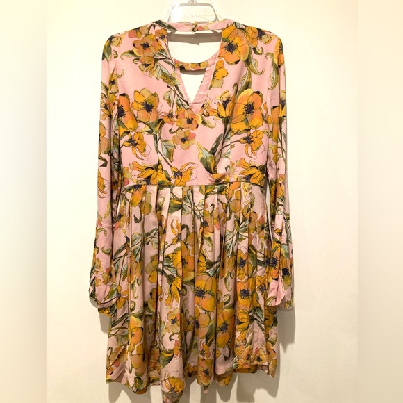 NWT, Free People Tegan Dress, Size 2, Pink Yellow Floral - Picture 16 of 16
